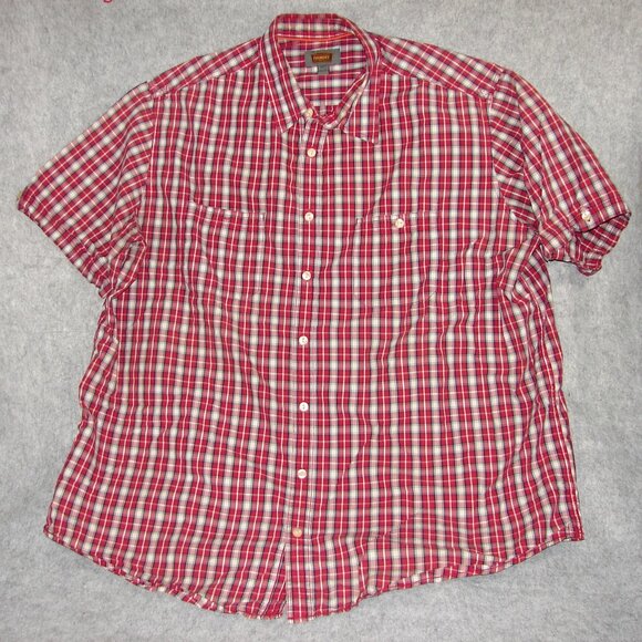 Mens Foundry Supply Co. Button Front SHIRT, 2XLT, Red Plaid, Short Slv, Big/Tall - Picture 1 of 6